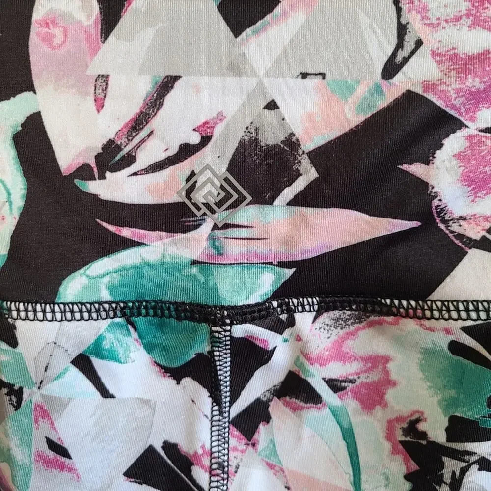 Zelos Floral Multi Colored Workout Ankle Leggings Women's Small